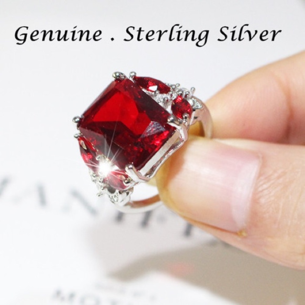 Sterling Silver Ruby Gemstone Ring - image 2